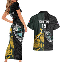 New Zealand and South Africa Rugby Custom Couples Matching Short Sleeve Bodycon Dress and Hawaiian Shirt Silver Fern With Springboks
