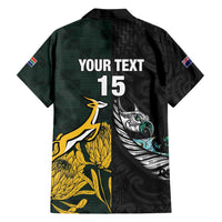 New Zealand and South Africa Rugby Custom Family Matching Long Sleeve Bodycon Dress and Hawaiian Shirt Silver Fern With Springboks