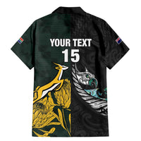 New Zealand and South Africa Rugby Custom Family Matching Mermaid Dress and Hawaiian Shirt Silver Fern With Springboks LT15 - Polynesian Pride