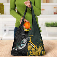 New Zealand and South Africa Rugby Grocery Bag Silver Fern With Springboks LT15 - Polynesian Pride