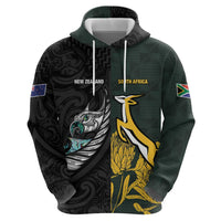 New Zealand and South Africa Rugby Custom Hoodie Silver Fern With Springboks LT15 - Polynesian Pride