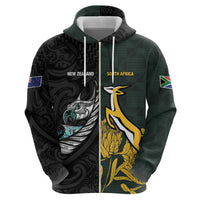 New Zealand and South Africa Rugby Custom Hoodie Silver Fern With Springboks LT15 - Polynesian Pride