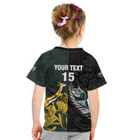 New Zealand and South Africa Rugby Custom Kid T Shirt Silver Fern With Springboks LT15 - Polynesian Pride