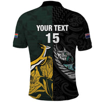 New Zealand and South Africa Rugby Custom Polo Shirt Silver Fern With Springboks LT15 - Polynesian Pride