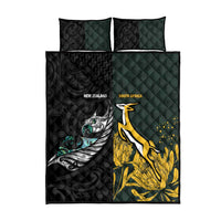 New Zealand and South Africa Rugby Quilt Bed Set Silver Fern With Springboks LT15 - Polynesian Pride
