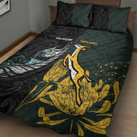 New Zealand and South Africa Rugby Quilt Bed Set Silver Fern With Springboks LT15 - Polynesian Pride