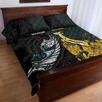 New Zealand and South Africa Rugby Quilt Bed Set Silver Fern With Springboks LT15 - Polynesian Pride