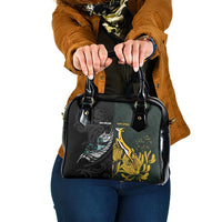 New Zealand and South Africa Rugby Shoulder Handbag Silver Fern With Springboks