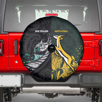 New Zealand and South Africa Rugby Spare Tire Cover Silver Fern With Springboks LT15 - Polynesian Pride
