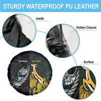 New Zealand and South Africa Rugby Spare Tire Cover Silver Fern With Springboks LT15 - Polynesian Pride