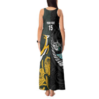 New Zealand and South Africa Rugby Custom Tank Maxi Dress Silver Fern With Springboks LT15 - Polynesian Pride
