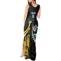 New Zealand and South Africa Rugby Custom Tank Maxi Dress Silver Fern With Springboks LT15 - Polynesian Pride
