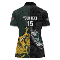 New Zealand and South Africa Rugby Custom Women Polo Shirt Silver Fern With Springboks LT15 - Polynesian Pride
