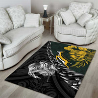 New Zealand and South Africa Rugby Area Rug Maori Kiwi With Springboks