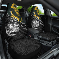 New Zealand and South Africa Rugby Car Seat Cover Maori Kiwi With Springboks LT15 One Size Black - Polynesian Pride