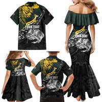 New Zealand and South Africa Rugby Personalised Family Matching Mermaid Dress and Hawaiian Shirt Maori Kiwi With Springboks LT15 - Polynesian Pride