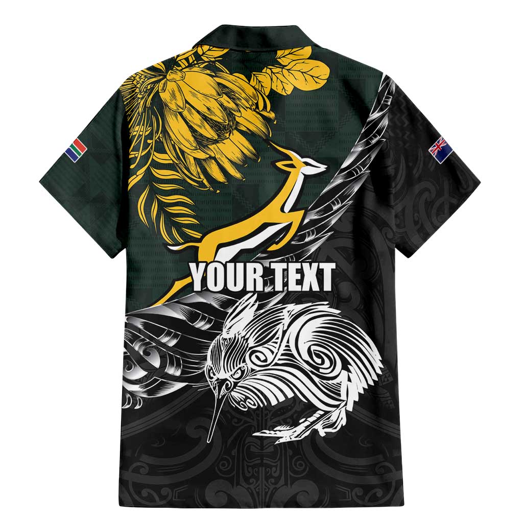 New Zealand and South Africa Rugby Personalised Family Matching Mermaid Dress and Hawaiian Shirt Maori Kiwi With Springboks LT15 - Polynesian Pride