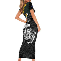 New Zealand and South Africa Rugby Personalised Family Matching Short Sleeve Bodycon Dress and Hawaiian Shirt Maori Kiwi With Springboks LT15 - Polynesian Pride