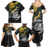 New Zealand and South Africa Rugby Personalised Family Matching Summer Maxi Dress and Hawaiian Shirt Maori Kiwi With Springboks LT15 - Polynesian Pride