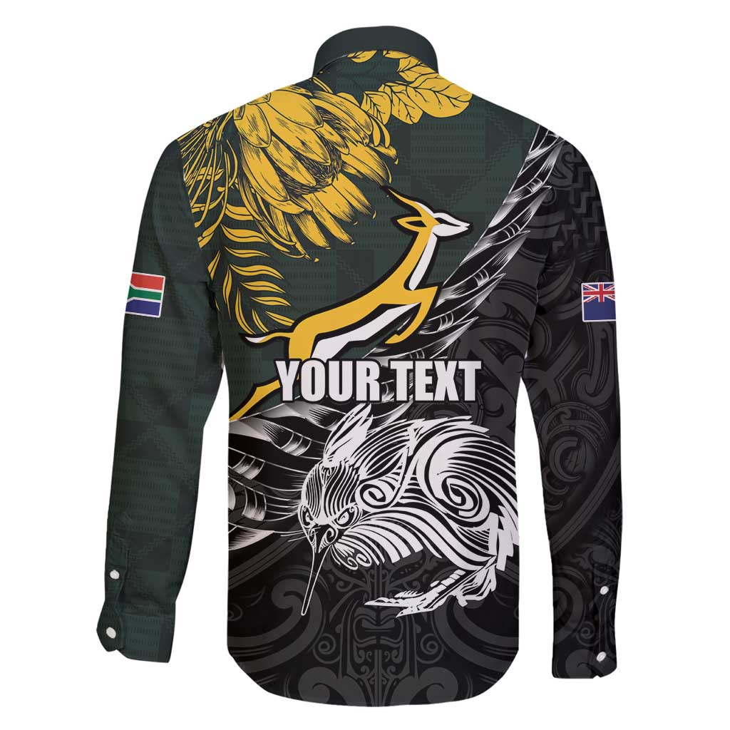 New Zealand and South Africa Rugby Personalised Family Matching Tank Maxi Dress and Hawaiian Shirt Maori Kiwi With Springboks LT15 - Polynesian Pride