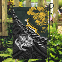 New Zealand and South Africa Rugby Garden Flag Maori Kiwi With Springboks LT15 Garden Flag Black - Polynesian Pride