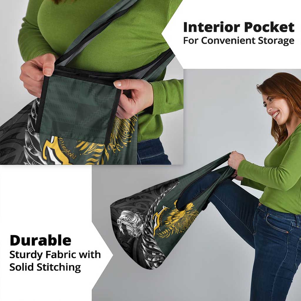 New Zealand and South Africa Rugby Grocery Bag Maori Kiwi With Springboks LT15 - Polynesian Pride