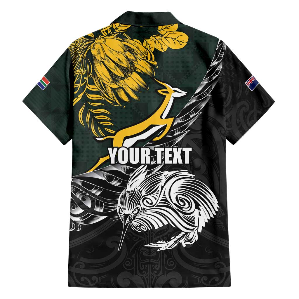 New Zealand and South Africa Rugby Personalised Hawaiian Shirt Maori Kiwi With Springboks LT15 - Polynesian Pride