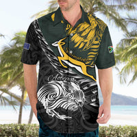 New Zealand and South Africa Rugby Personalised Hawaiian Shirt Maori Kiwi With Springboks LT15 - Polynesian Pride