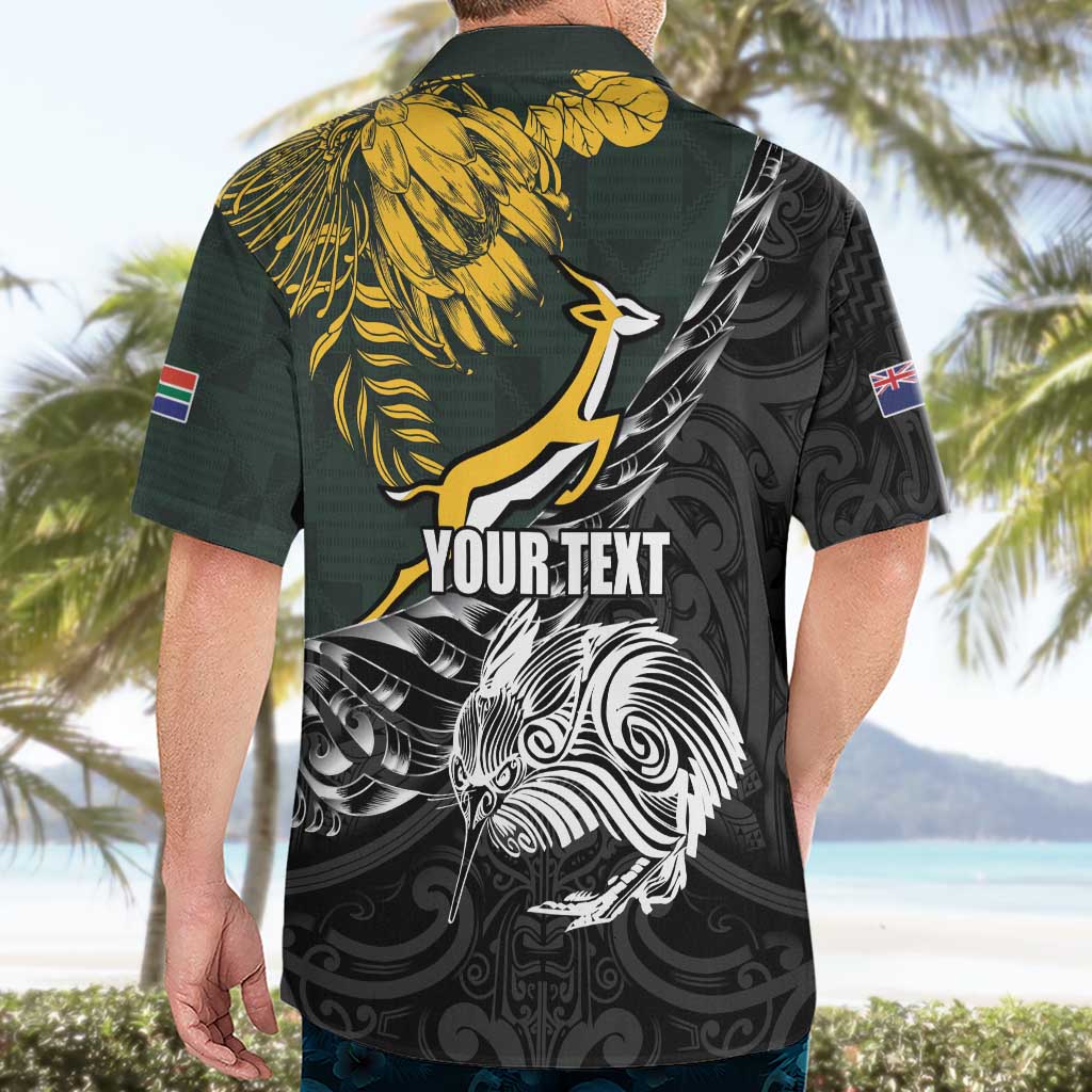 New Zealand and South Africa Rugby Personalised Hawaiian Shirt Maori Kiwi With Springboks LT15 - Polynesian Pride