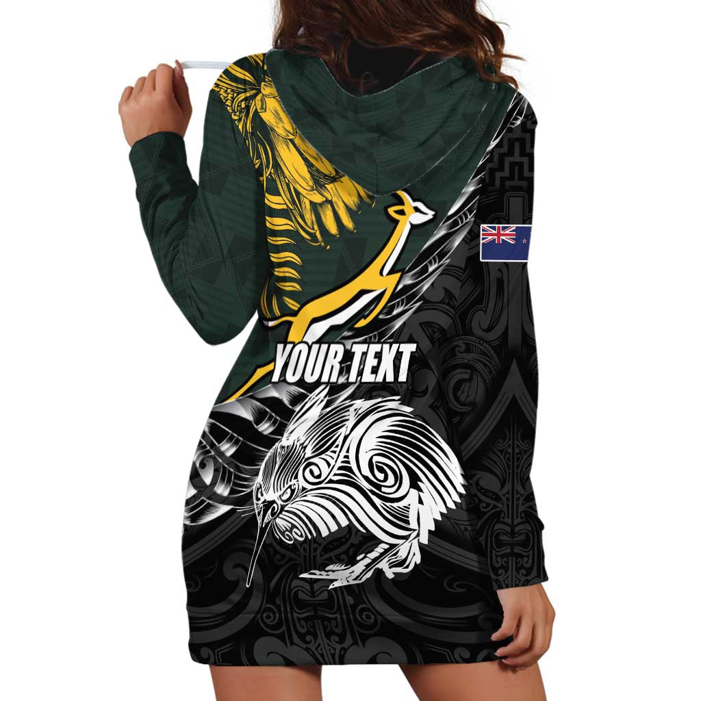 New Zealand and South Africa Rugby Personalised Hoodie Dress Maori Kiwi With Springboks LT15 - Polynesian Pride