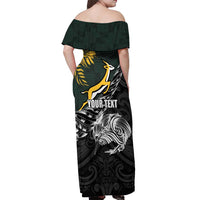 New Zealand and South Africa Rugby Personalised Off Shoulder Maxi Dress Maori Kiwi With Springboks LT15 - Polynesian Pride