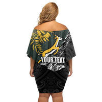 New Zealand and South Africa Rugby Personalised Off Shoulder Short Dress Maori Kiwi With Springboks LT15 - Polynesian Pride