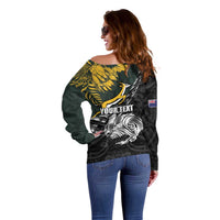 New Zealand and South Africa Rugby Personalised Off Shoulder Sweater Maori Kiwi With Springboks LT15 - Polynesian Pride