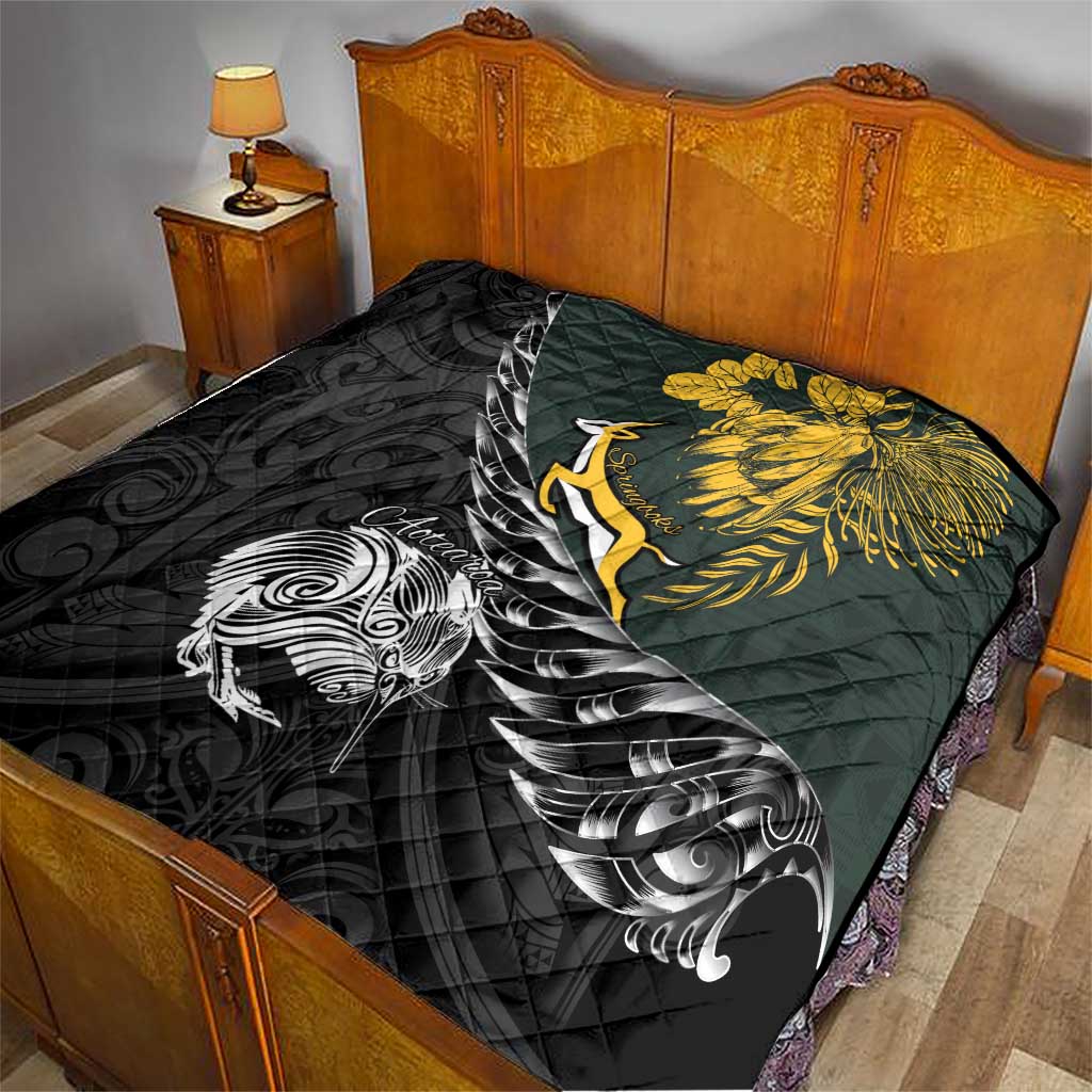 New Zealand and South Africa Rugby Quilt Maori Kiwi With Springboks LT15 - Polynesian Pride