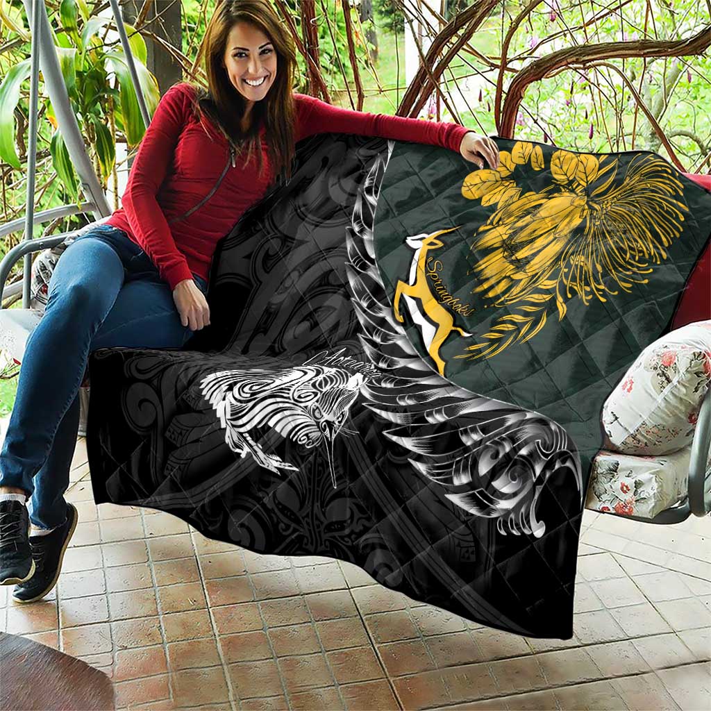 New Zealand and South Africa Rugby Quilt Maori Kiwi With Springboks LT15 - Polynesian Pride