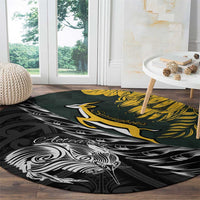 New Zealand and South Africa Rugby Round Carpet Maori Kiwi With Springboks LT15 - Polynesian Pride