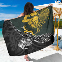 New Zealand and South Africa Rugby Sarong Maori Kiwi With Springboks LT15 One Size 44 x 66 inches Black - Polynesian Pride