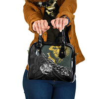 New Zealand and South Africa Rugby Shoulder Handbag Maori Kiwi With Springboks LT15 One Size Black - Polynesian Pride