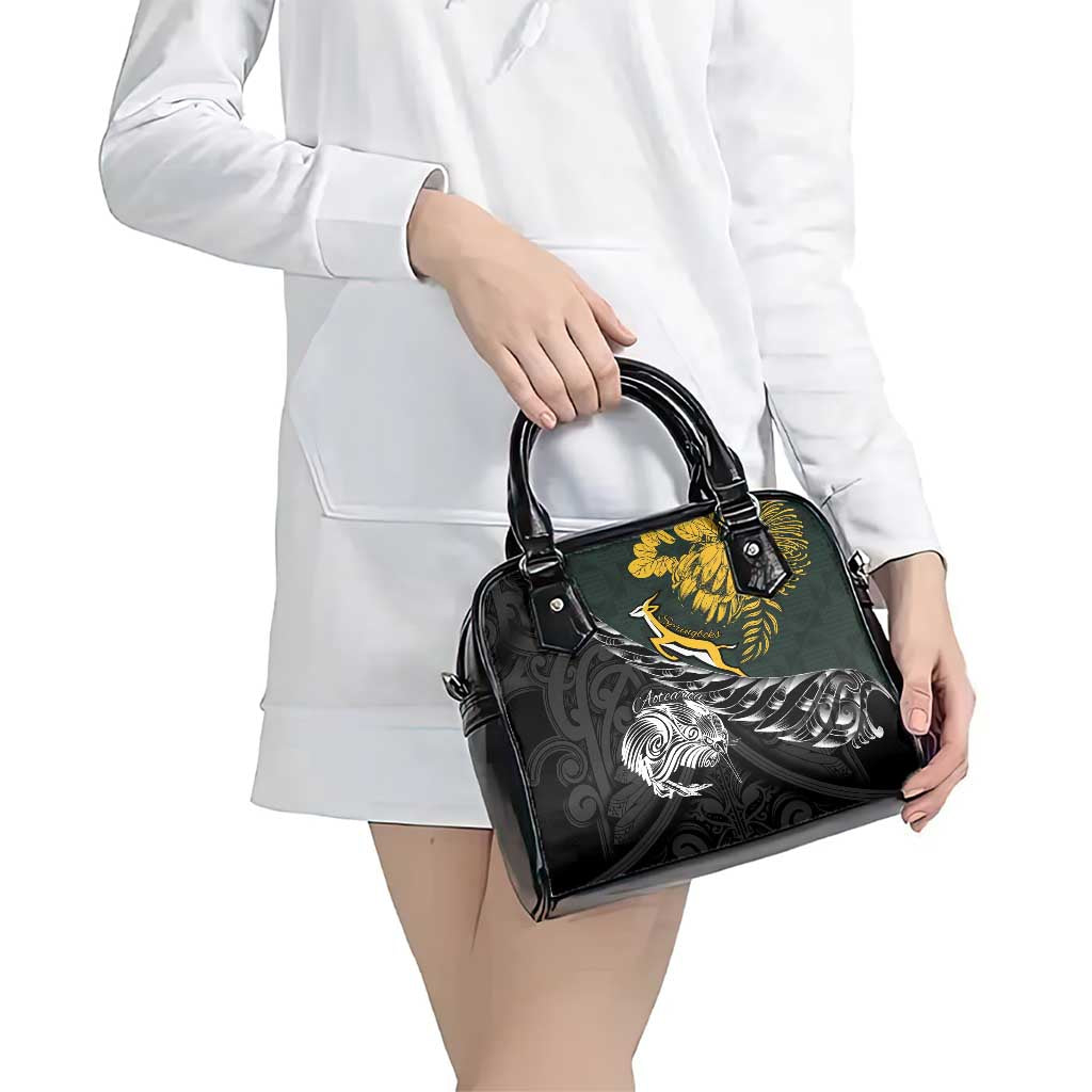 New Zealand and South Africa Rugby Shoulder Handbag Maori Kiwi With Springboks LT15 - Polynesian Pride