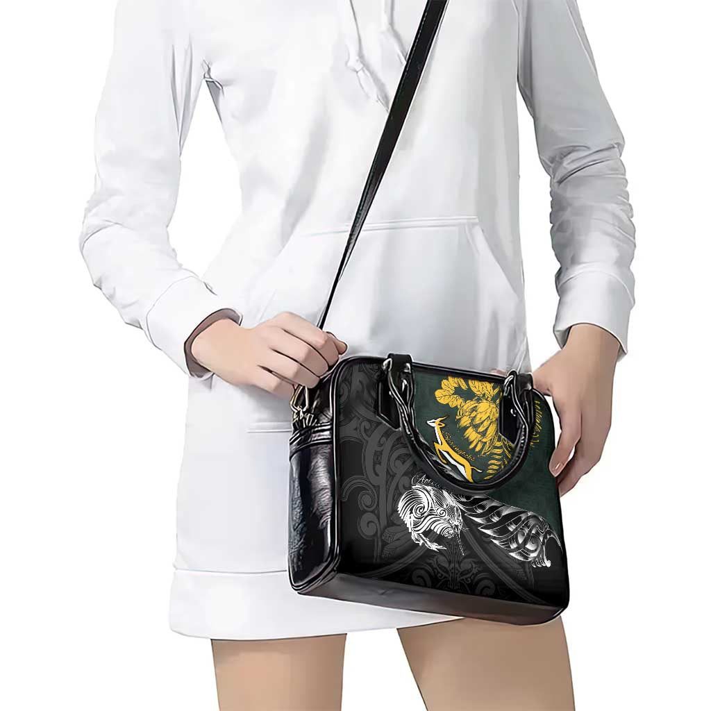 New Zealand and South Africa Rugby Shoulder Handbag Maori Kiwi With Springboks LT15 - Polynesian Pride