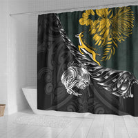 New Zealand and South Africa Rugby Shower Curtain Maori Kiwi With Springboks LT15 - Polynesian Pride