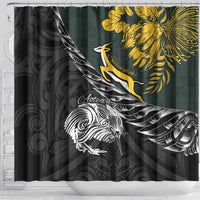 New Zealand and South Africa Rugby Shower Curtain Maori Kiwi With Springboks LT15 - Polynesian Pride