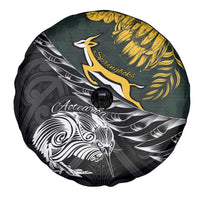 New Zealand and South Africa Rugby Spare Tire Cover Maori Kiwi With Springboks LT15 - Polynesian Pride