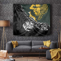 New Zealand and South Africa Rugby Tapestry Maori Kiwi With Springboks LT15 Black - Polynesian Pride