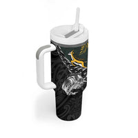 New Zealand and South Africa Rugby Personalised Tumbler With Handle Maori Kiwi With Springboks LT15 - Polynesian Pride