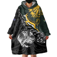New Zealand and South Africa Rugby Personalised Wearable Blanket Hoodie Maori Kiwi With Springboks LT15 - Polynesian Pride