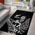 New Zealand Silver Fern Rugby Custom Area Rug Maori Tiki Black Version