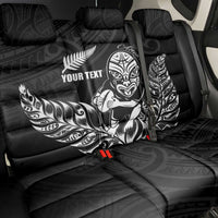 New Zealand Silver Fern Rugby Custom Back Car Seat Cover Maori Tiki Black Version LT15 - Polynesian Pride