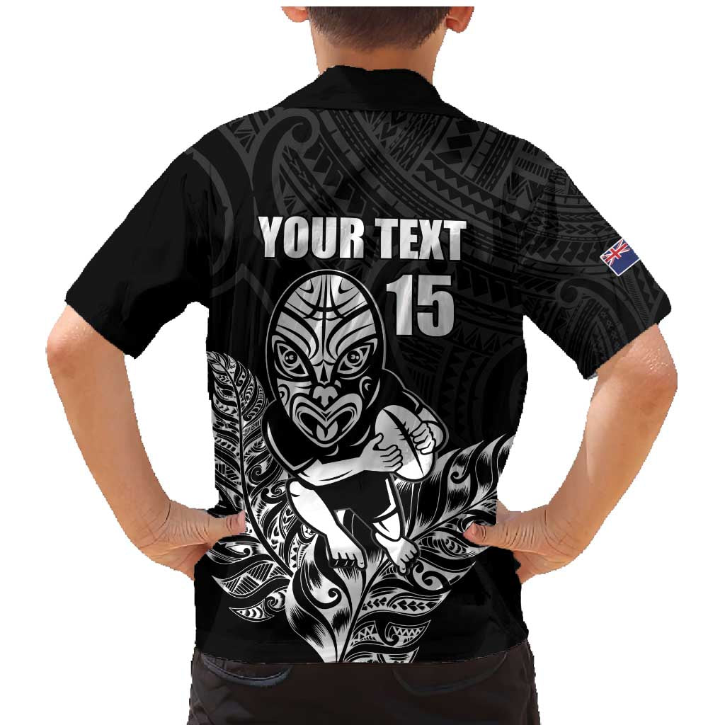 New Zealand Silver Fern Rugby Custom Family Matching Mermaid Dress and Hawaiian Shirt Maori Tiki Black Version LT15 - Polynesian Pride
