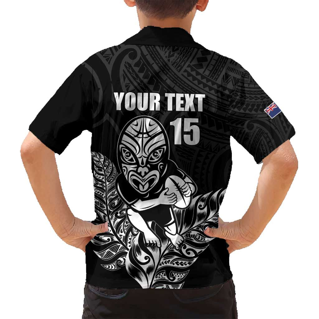 New Zealand Silver Fern Rugby Custom Family Matching Tank Maxi Dress and Hawaiian Shirt Maori Tiki Black Version